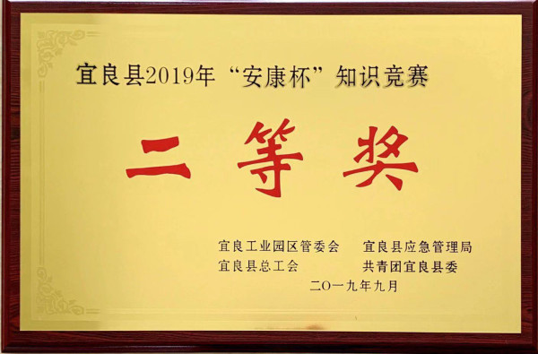 宜良利国国际老牌w66荣获宜良县2019年“安康杯”知识竞赛二等奖